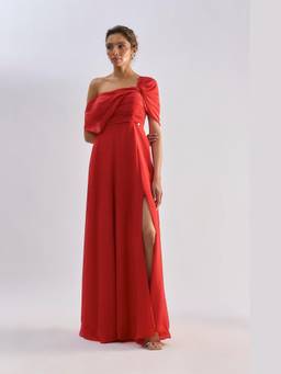 EMBLAZE - Red Draped Long Maxi Dress