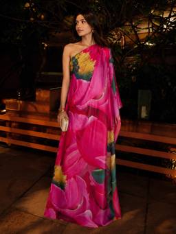 Poppi - Pink Caspia Printed Kaftan Dress