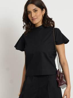LOMA - Black The Frill Sleeve Top