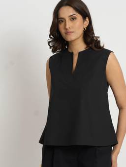 LOMA - Black Cotton Relaxed Top