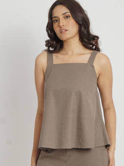 LOMA - Taupe Square Neck Strap Top