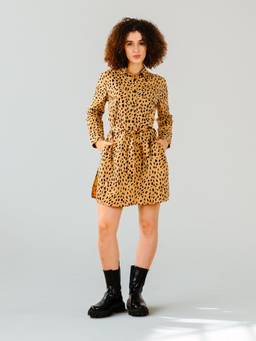 SAINTLY - Leopard Printed Shirt Mini Dress