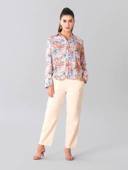 SAINTLY - Multicolor Abstract Floral Printed Shirt