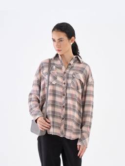 SAINTLY - Multi Colored Check Oversized Shirt