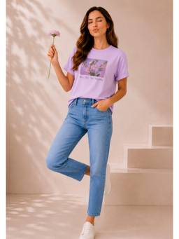 SAINTLY - Lavender Floral Printed T-Shirt