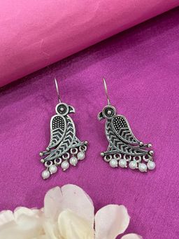 Digital Dress Room - Parrot Birds with Pearls Dangler Earrings