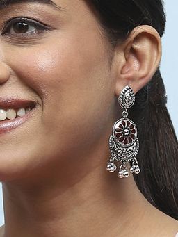 Biba - Maroon Alloy Drop and Dangler Earrings