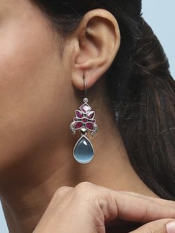 Biba - Blue Pink Brass Drop and Dangler Earrings