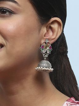 Biba - Multi-Color Oxidised Brass Jhumka Earrings