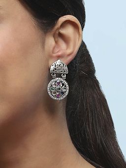 Biba - Multi-Color Oxidised Brass Drop and Dangler Earrings