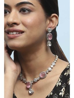 Biba - Light Pink Brass Necklace with Earrings (Set of 2)