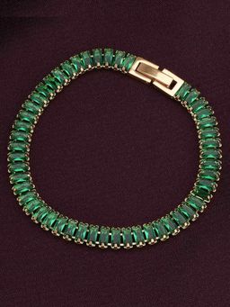 Palmonas - Emerald Link Green Stone Bracelet for Womens - Waterproof and Anti-Tarnish