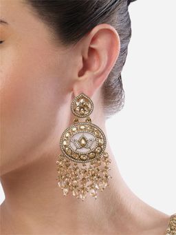 Zaveri Pearls - ZPFK19152 Champagne Dazzling Stones and Cluster Beads Drop Dangler Earrings