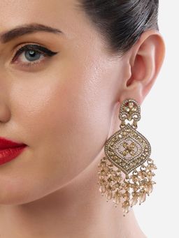 Zaveri Pearls - ZPFK19153 Champagne Dazzling Stones and Cluster Beads Drop Dangler Earrings
