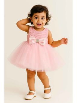 Lagorii - Pink Tulle Party Dress With Satin Bow