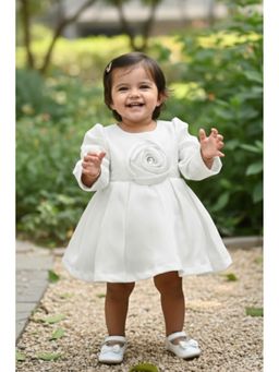 Lagorii - Elegant White Party Frock With Hairband