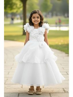 Lagorii - White Ruffle Layered Party Gown