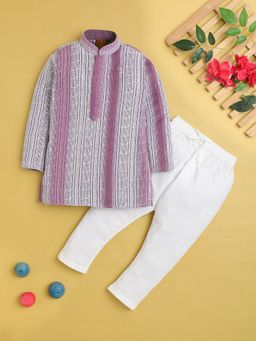 Jeetethnics - Boys Purple Embroidered Kurta With Pyjama