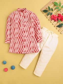 Jeetethnics - Boys Pink Printed Kurta With Pyjama