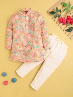 Jeetethnics - Boys Pink Printed Kurta With Pyjama