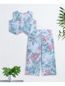 The Magic Wand - Blue Cotton Sleeveless Floral Printed Co-Ord Set