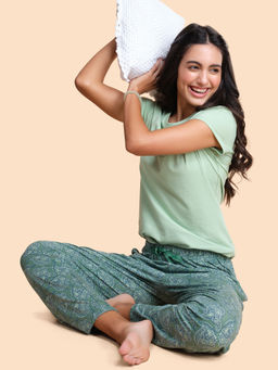 Enamor - Mid Rise Regular Length Adjustable Drawstring Basic Home Lounge Pant For Women - E4A4