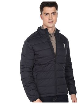 U.S. POLO ASSN. - Men Navy High Neck Solid Quilted Jacket