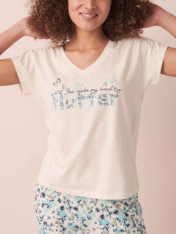 La Vie En Rose - Cotton V-Neck T-Shirt