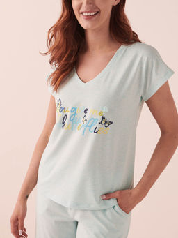 La Vie En Rose - Cotton V-Neck T-Shirt
