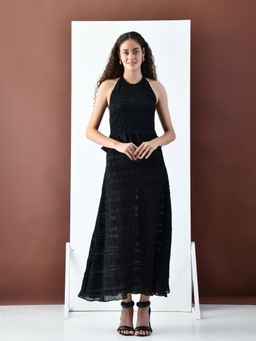 KELIN - Cove Textured Black Halter Dress