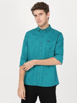 Lee - Men Printed Blue Shirt (Slim)