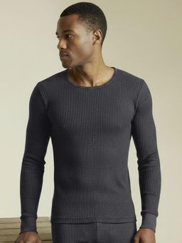 DaMENSCH - Men Ribbed Round Neck Long Sleeve Thermal Top