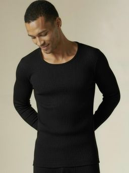 DaMENSCH - Men Ribbed Round Neck Long Sleeve Thermal Top