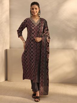 Gerua By Libas - Women's Printed Black Kurta with Pant & Dupatta