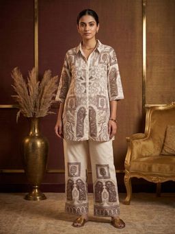 Autumnlane - Women's Printed Off White Co-Ord Set