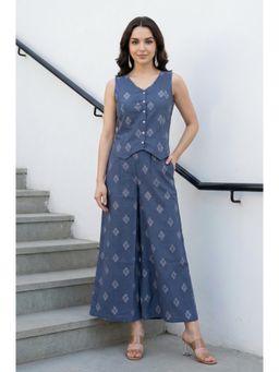 Aurelia - Women's Geometric Blue Co-Ord Set