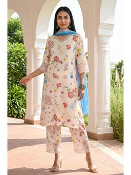 Aurelia - Women's Floral Off White Kurta with Pant & Dupatta