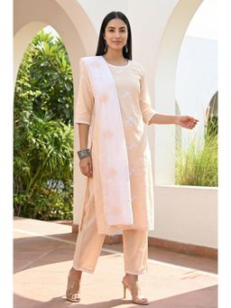 Aurelia - Women's Embroidered Peach Kurta with Pant & Dupatta