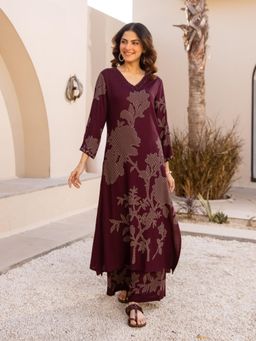 Autumnlane - Women's Floral Wine Co-Ord Set