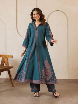 Autumnlane - Women's Floral Teal Kurta with Pant