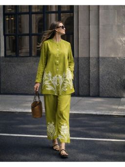 Autumnlane - Women's Embroidered Green Co-Ord Set