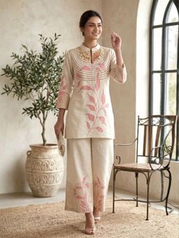 Autumnlane - Women's Printed Off White Co-Ord Set