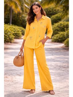 Autumnlane - Women's Embroidered Yellow Co-Ord Set