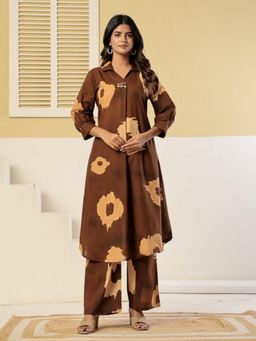 Autumnlane - Women's Printed Brown Co-Ord Set