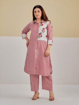 Autumnlane - Women's Stripes Red Co-Ord Set