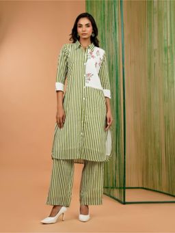 Autumnlane - Women's Stripes Green Co-Ord Set