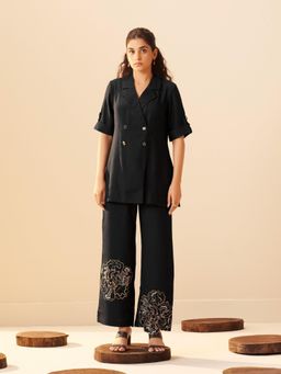 Autumnlane - Women's Embroidered Black Co-Ord Set