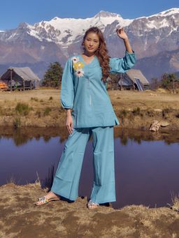 Autumnlane - Women's Floral Blue Co-Ord Set