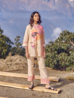 Autumnlane - Women's Printed Beige Co-Ord Set