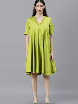 RAREISM - Yellow Solid plain Dresses